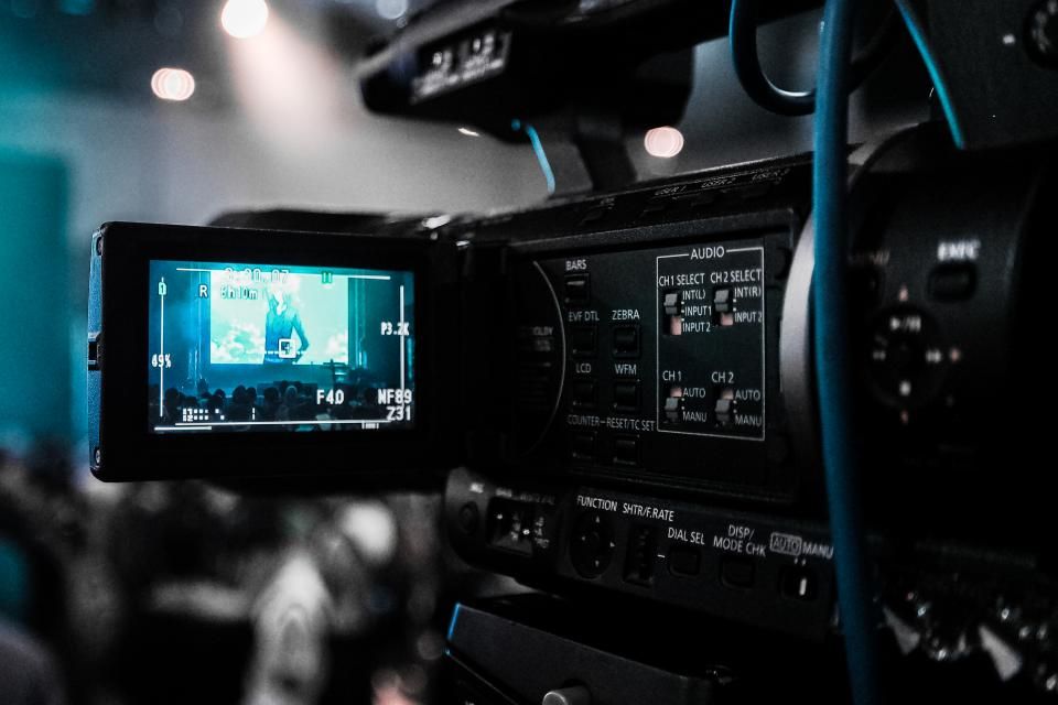 A camera with its screen open